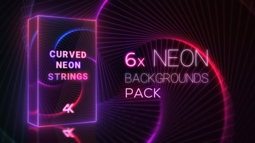 Curved Neon Strings Abstract Geometric Backgrounds