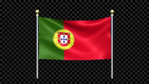 Animated Waving Portugal Flag with Alpha Channel