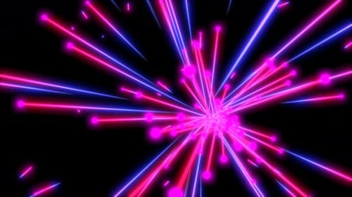 Abstract Neon Light Rays Tunnel Background