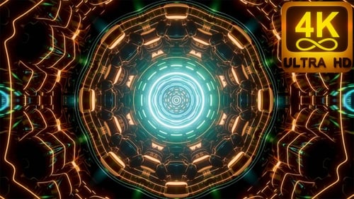 Futuristic Abstract Tunnel with Glowing Lights Animation