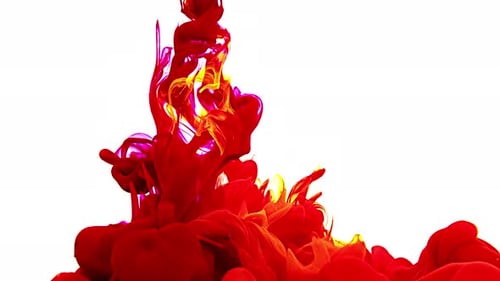 Abstract Red and Yellow Ink Diffusion on White