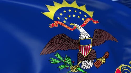 Waving North Dakota State Flag United States Loop Animation