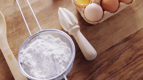Ingredients for Baking a Sweet Dessert on Table