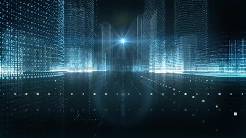 Skyscrapers Digital City Tech Word Technology