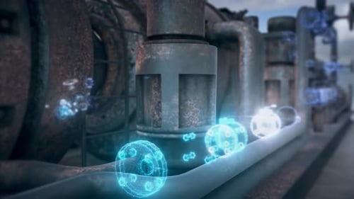 Holographic Data Scan on Rusty Industrial Machinery