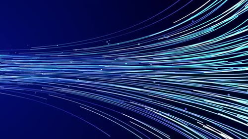 Abstract Blue neon stream High tech curve tunnel cyberspace