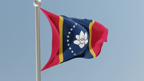 Realistic Mississippi Flag Waving Against Clear Sky