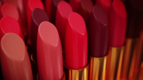 Dynamic Display of Red and Pink Lipsticks