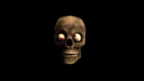 Creepy Animated 3D Skull with Googly Eyes and Laughing Jaw
