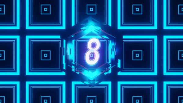 Abstract Countdown,neon light numbers from 10 to 1. 3d digit timer in ...