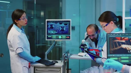 Scientists Working Together in a Modern Laboratory