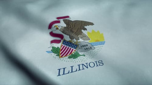 State Flag of Illinois Waving in the Wind
