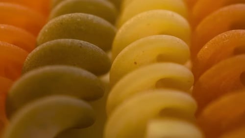 Close Up of Tricolor Rotini Pasta Spirals