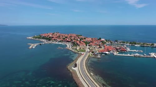 Aerial view of costal town