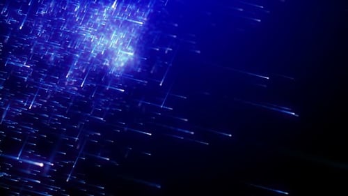 Dynamic Abstract Blue Light Particles Stream Background