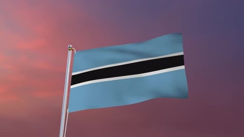 Waving Botswana Flag Animation with Realistic Fabric Motion