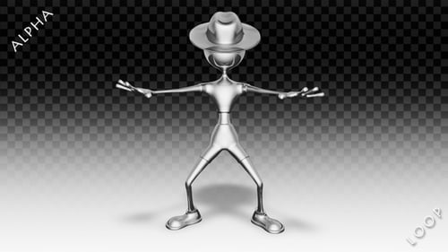 Animated 3D Metallic Man Performing Disco Dance Moves