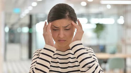 Portrait of Exhausted Indian Woman Having Headache