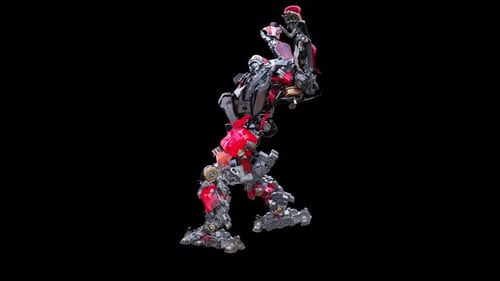 Futuristic Red and Gray Transforming Robot Animation