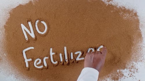 Hand Writes On Soil No Fertilizers