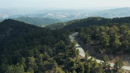 Aerial Of Road In Troodos Mountains, Cyprus