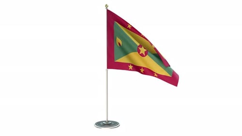 Waving Grenada Flag on White Background