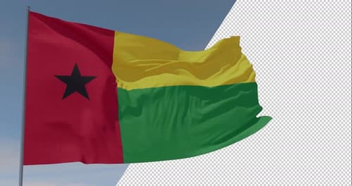 Realistic Waving Guinea-Bissau Flag with Alpha Channel