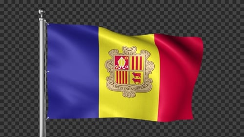 Andorra Flag Waving Loop With Alpha Channel