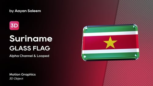 Suriname Flag 3D Glass Badge