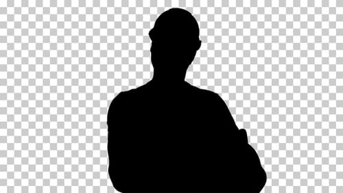 Silhouette worker showing , Alpha Channel