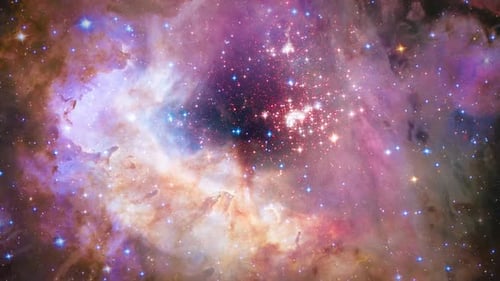 Flug im Weltraumnebel 4K durch ein Sternenfeld