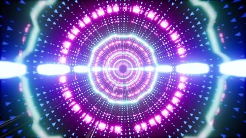 Abstract Glowing Circle Rotation Blinking Vj Tunnel 4K 04