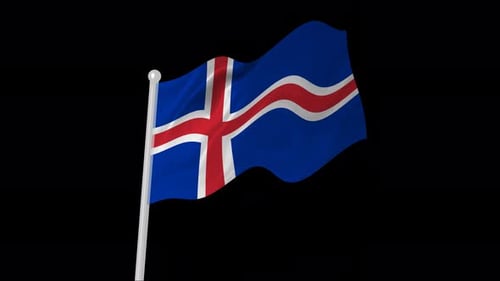 Iceland Flag Waving Seamless Loop Animation