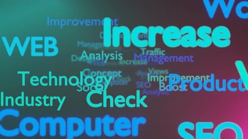 Animated Business and Technology Word Cloud Background