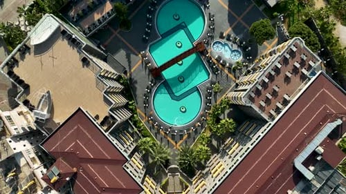 Hotels pool on the beach aerial view Turkey Alanya 4 K