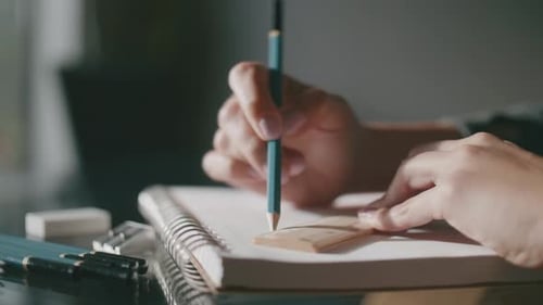 Close Up Drawing with Pencil and Ruler