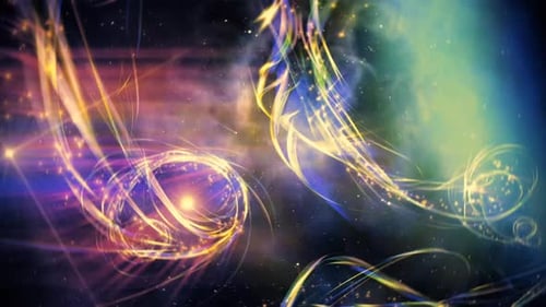 Space Colorful Ribbons Moving Loop Background