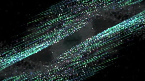 Dynamic Green Particle Lines Digital Technology Background