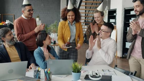 Colleagues Celebrating a Birthday in the Office