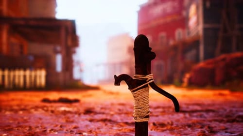 Old Rusted Water Pump in Wild West Town