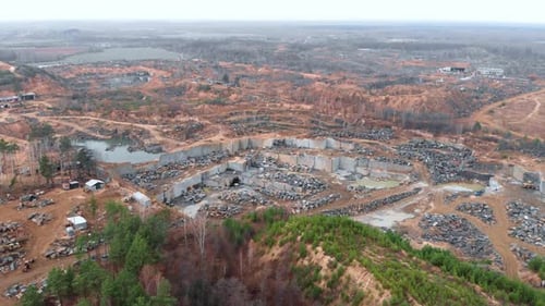 Aerial View of Extensive Stone Quarry Landscape