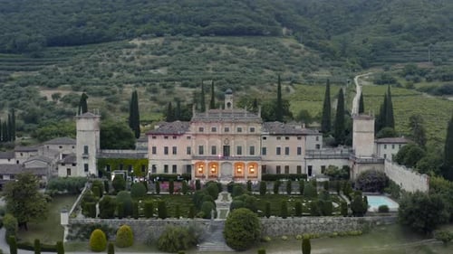 Aerial View of Garden Party at Elegant Chateau
