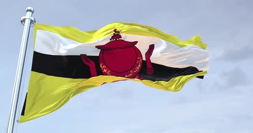 Realistic Waving Flag of Brunei Darussalam Loop
