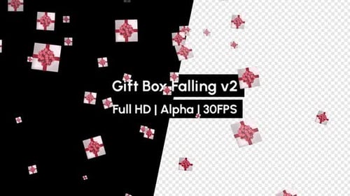 Gift Box Falling With Alpha