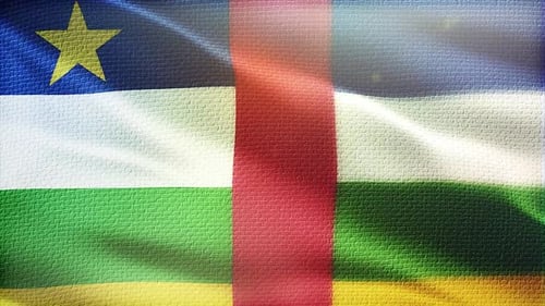 Central African Republic Flag Waving In Realistic Fabric Texture