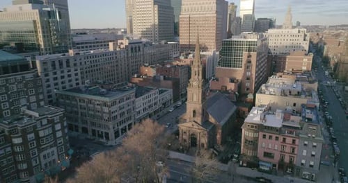 Tilt Up Aerial Shot of Boston