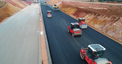 Road Rollers Building The New Asphalt Road
