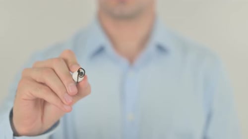 Man Writes Pre-Order with Marker on Glass