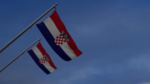 Realistic Waving Croatian Flag Against Clear Blue Sky
