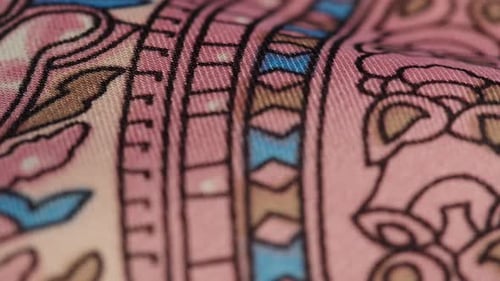 Close Up of Colorful Fabric with Floral Pattern